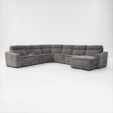 Majestic Dual-Power 7-Piece Reclining Sectional with Console, Chaise, and Drop-Down Table