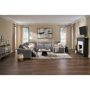 Majestic Dual-Power 7-Piece Reclining Sectional with Console, Chaise, and Drop-Down Table