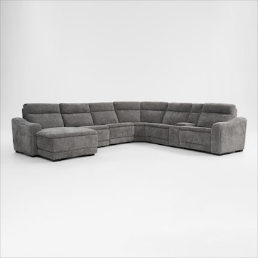 Majestic Dual-Power 7-Piece Reclining Sectional with Console, Chaise, and Drop-Down Table
