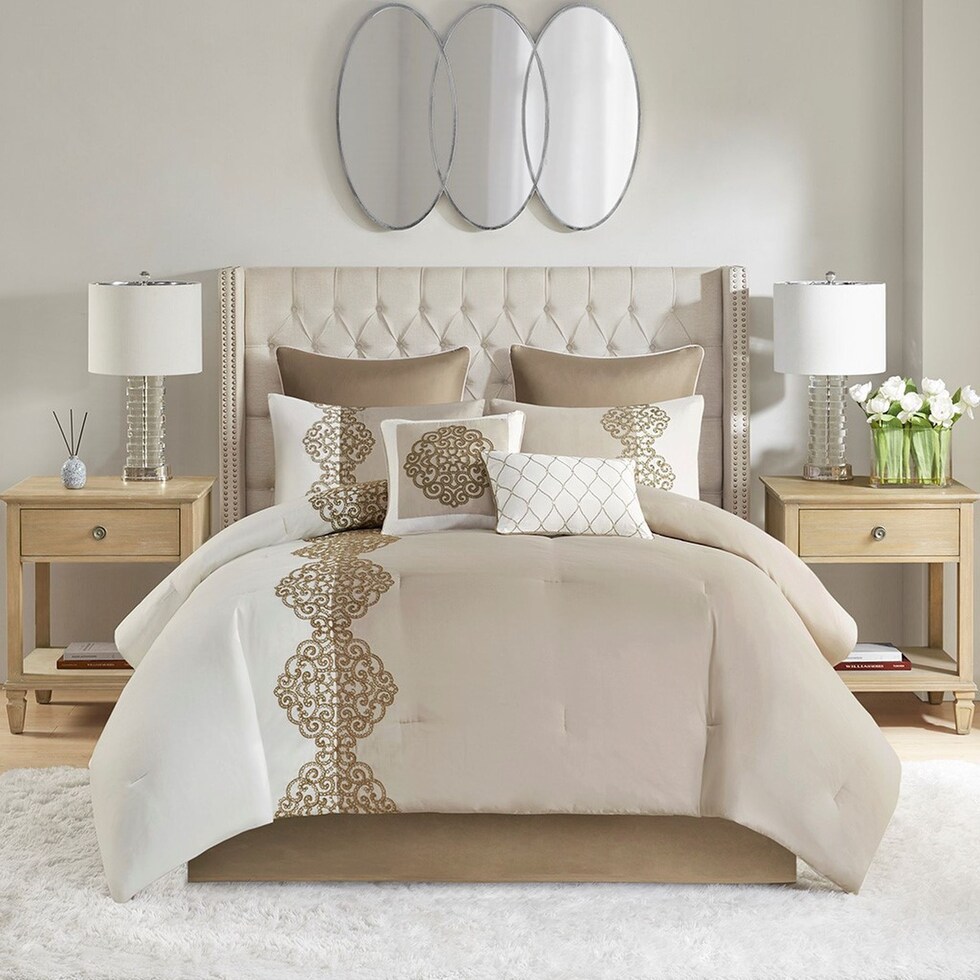 malia light brown queen bedding set   