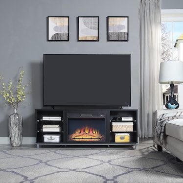 Mallorie TV Stand with Fireplace - Onyx