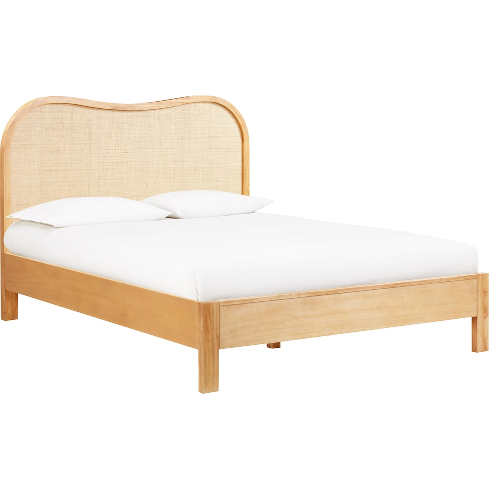 malta light brown queen bed   