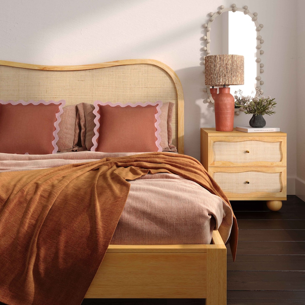 malta light brown queen bed   