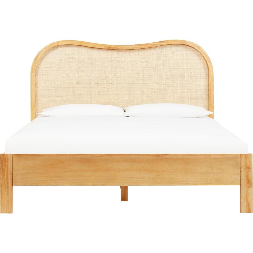 malta light brown queen bed   