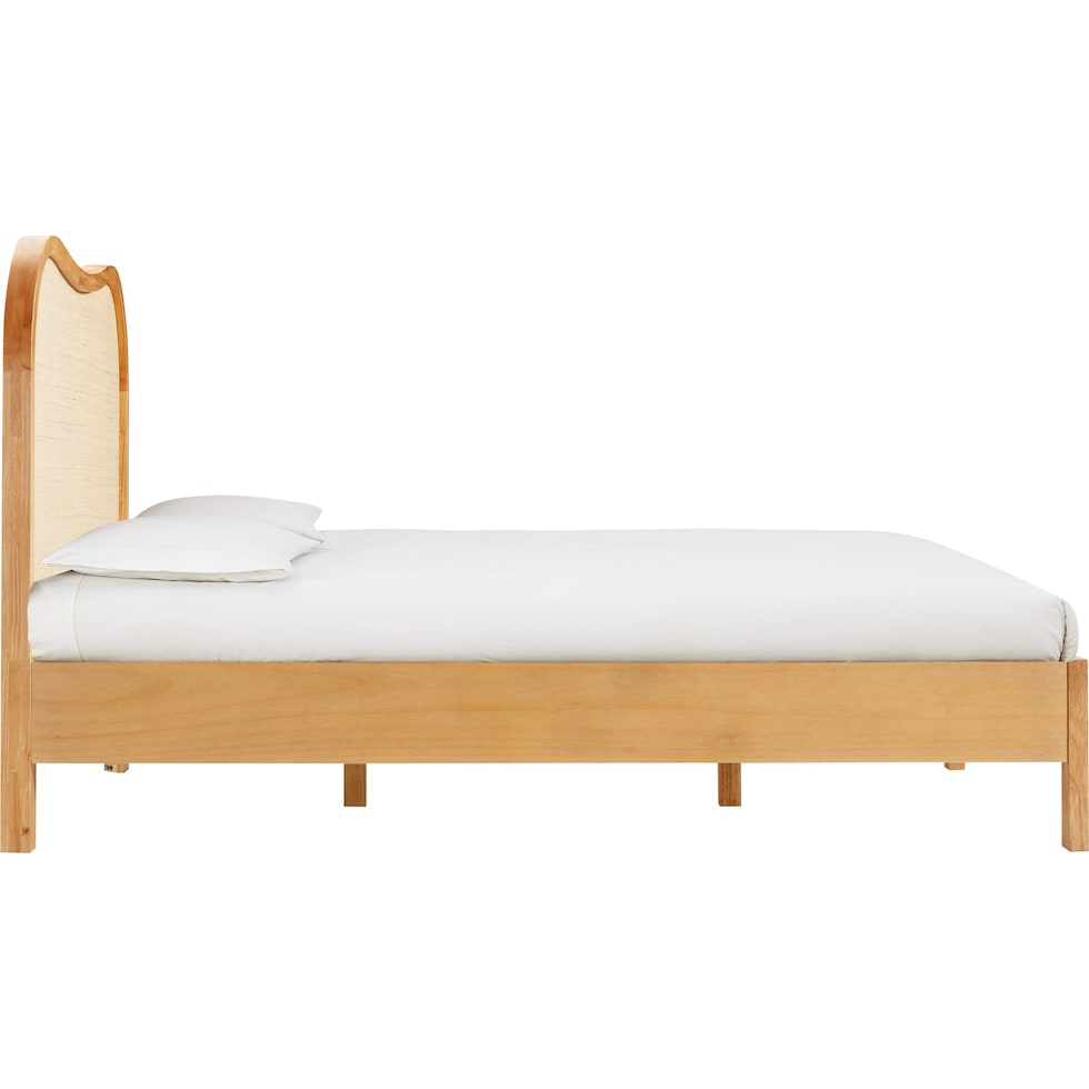 malta light brown queen bed   