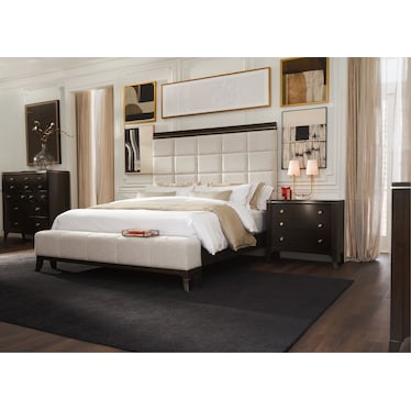 Manhattan 6-Piece Queen Bedroom Set with Bed, Dresser, Mirror and Charging Nightstand