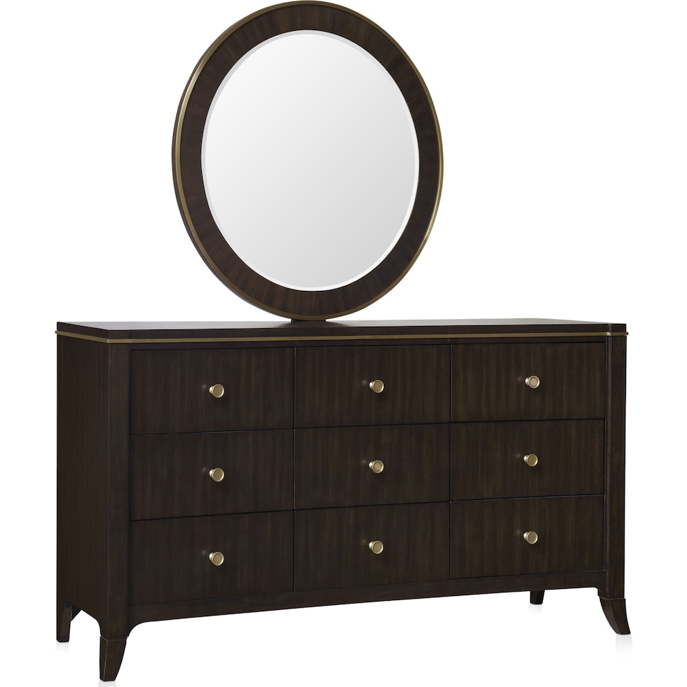 manhattan bedroom dark brown dresser and mirror   