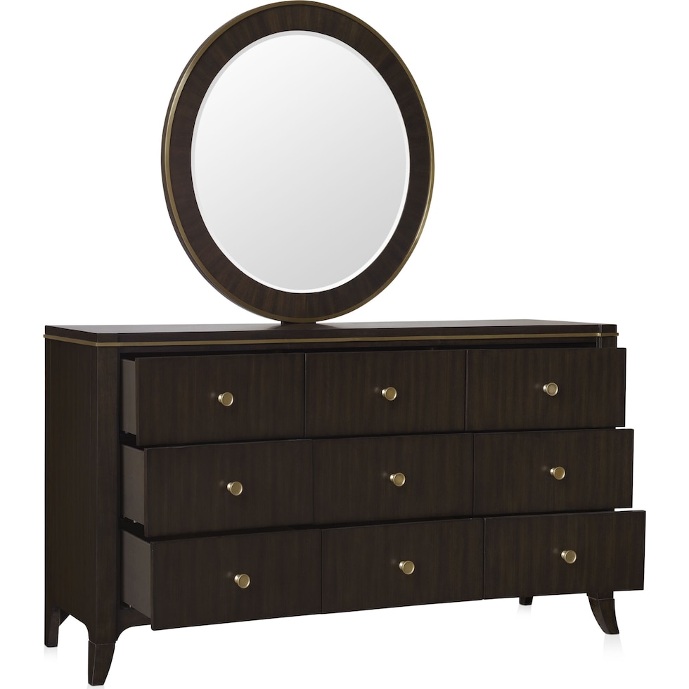 manhattan bedroom dark brown dresser and mirror   