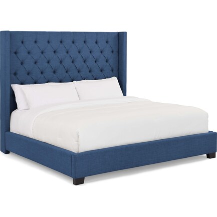Manhattan Upholstered King Bed - Navy
