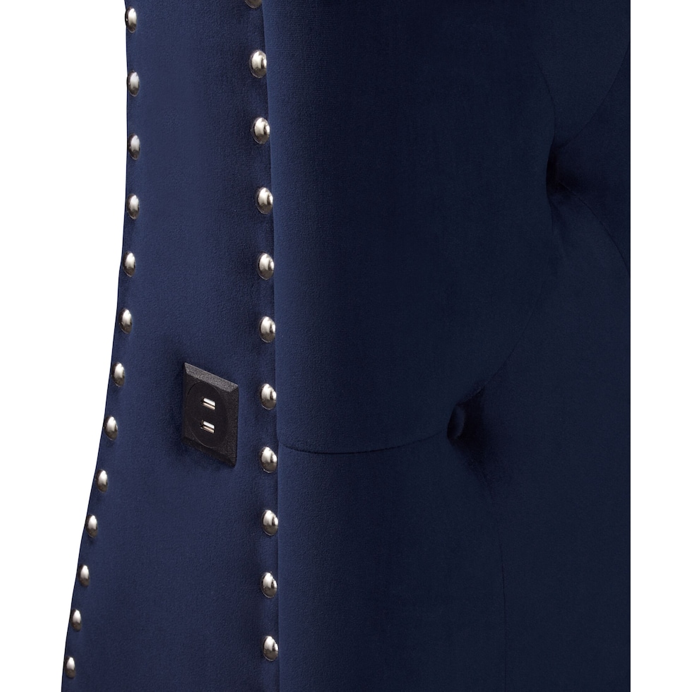 marcella blue king upholstered bed   