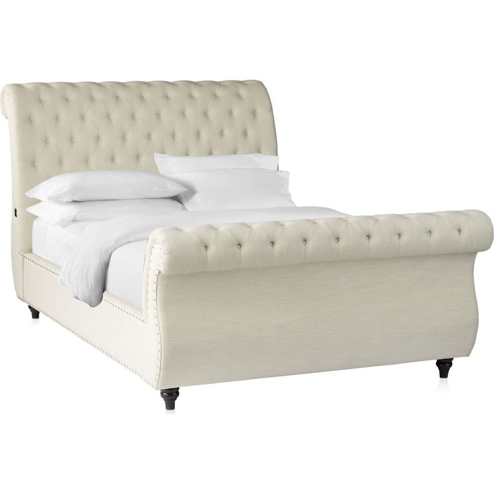 marcella light brown king upholstered bed   