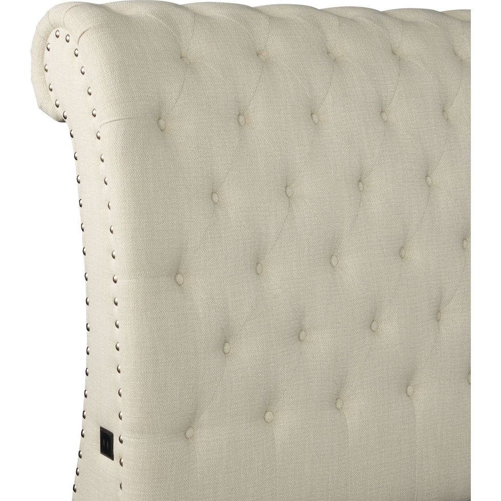 marcella light brown king upholstered bed   