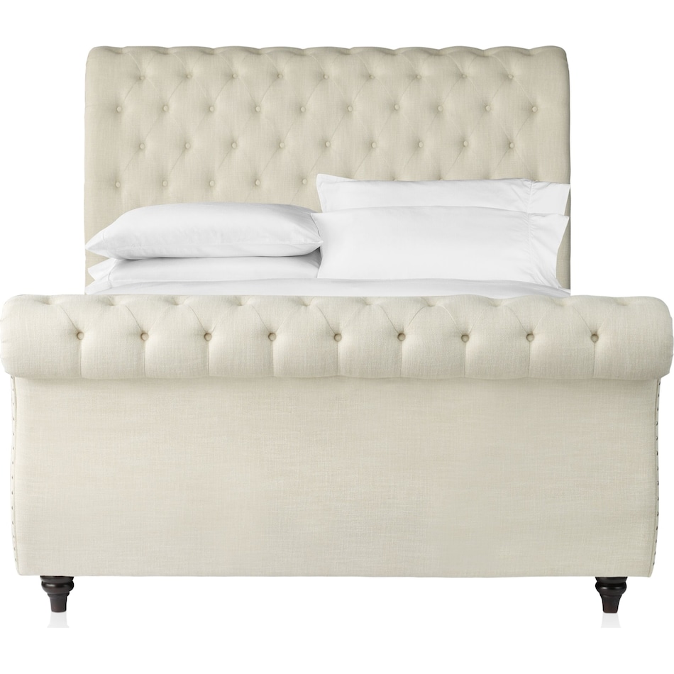 marcella light brown queen upholstered bed   