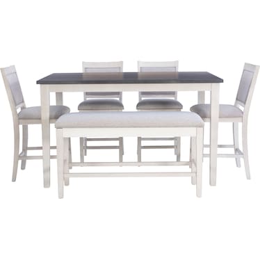 Calah Counter-Height Dining Table, 4 Stools and Bench