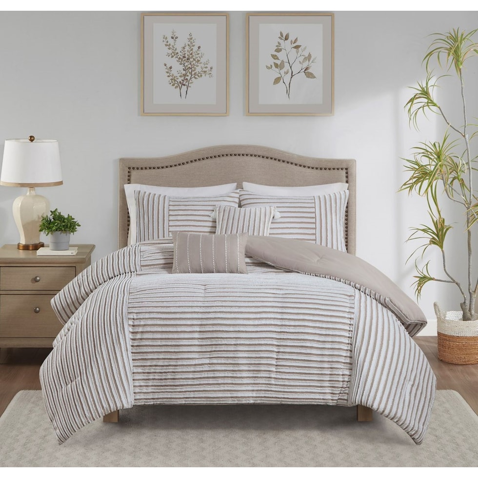 mariana light brown king california king bedding set   