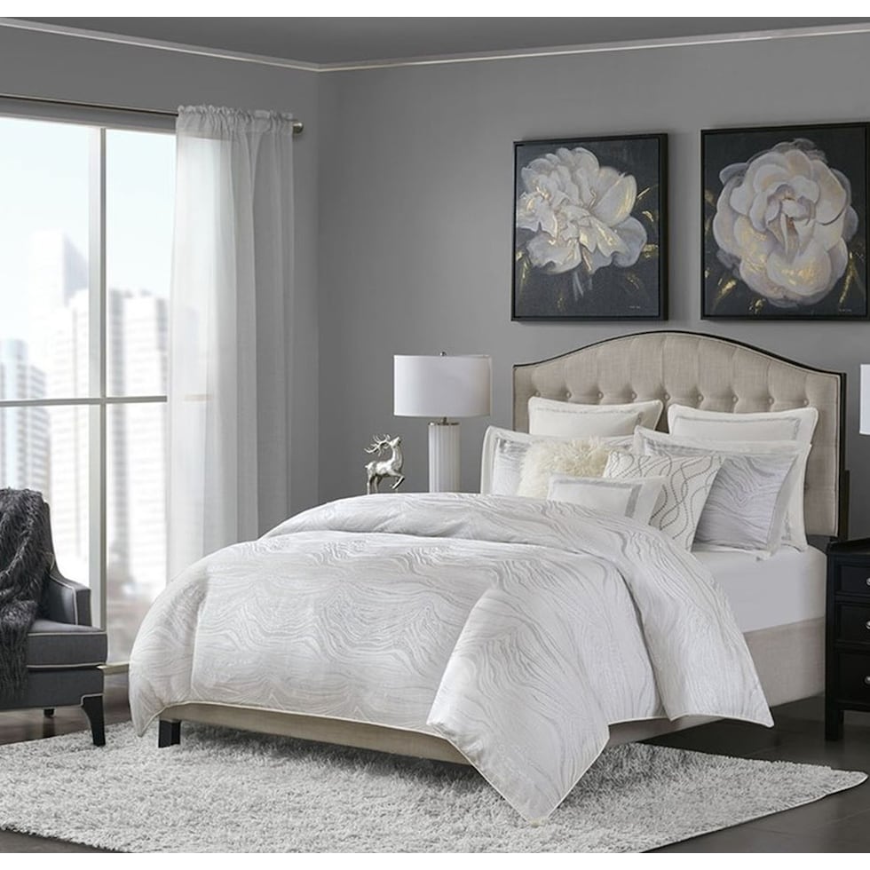 marie white king bedding set   