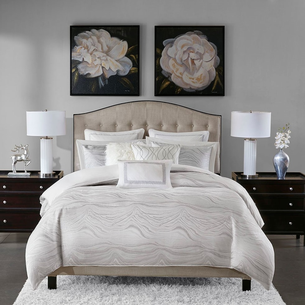 marie white king bedding set   