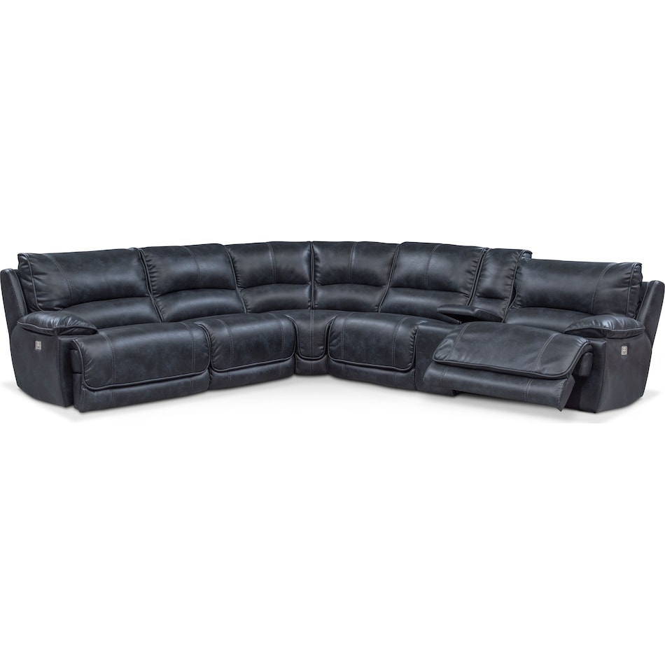 mario power blue power reclining sectional   