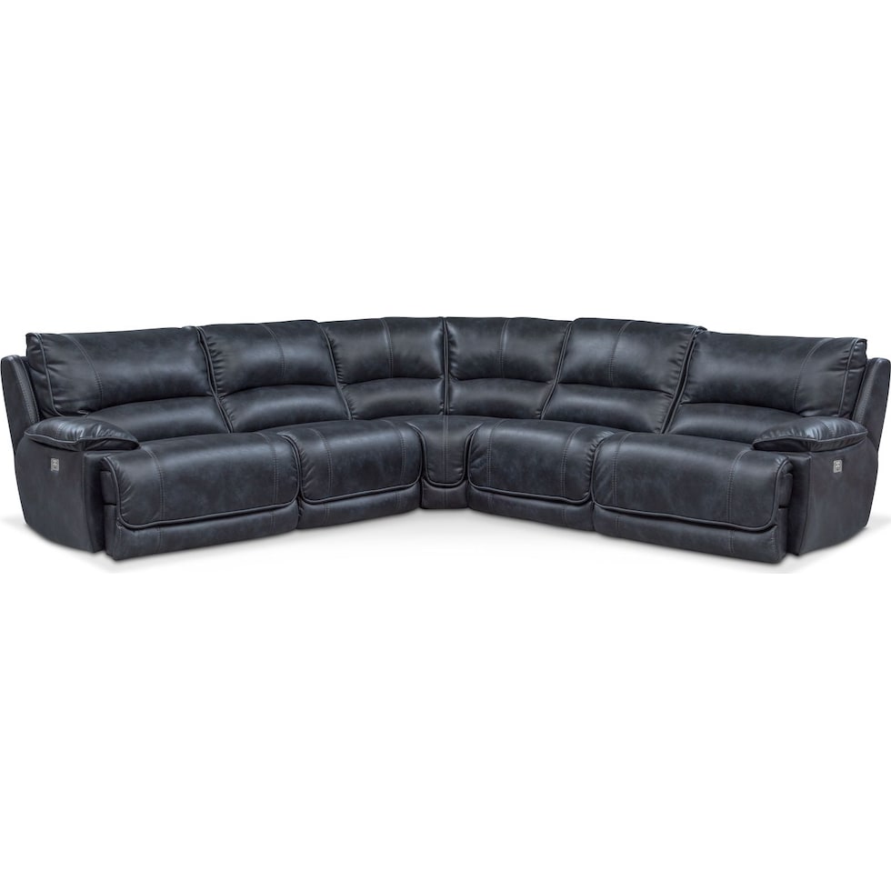 mario power blue power reclining sectional   