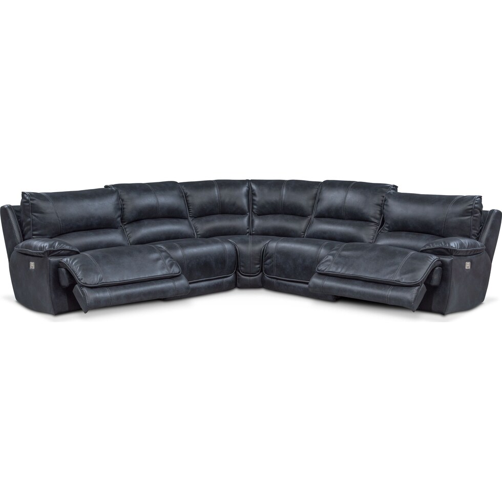 mario power blue power reclining sectional   