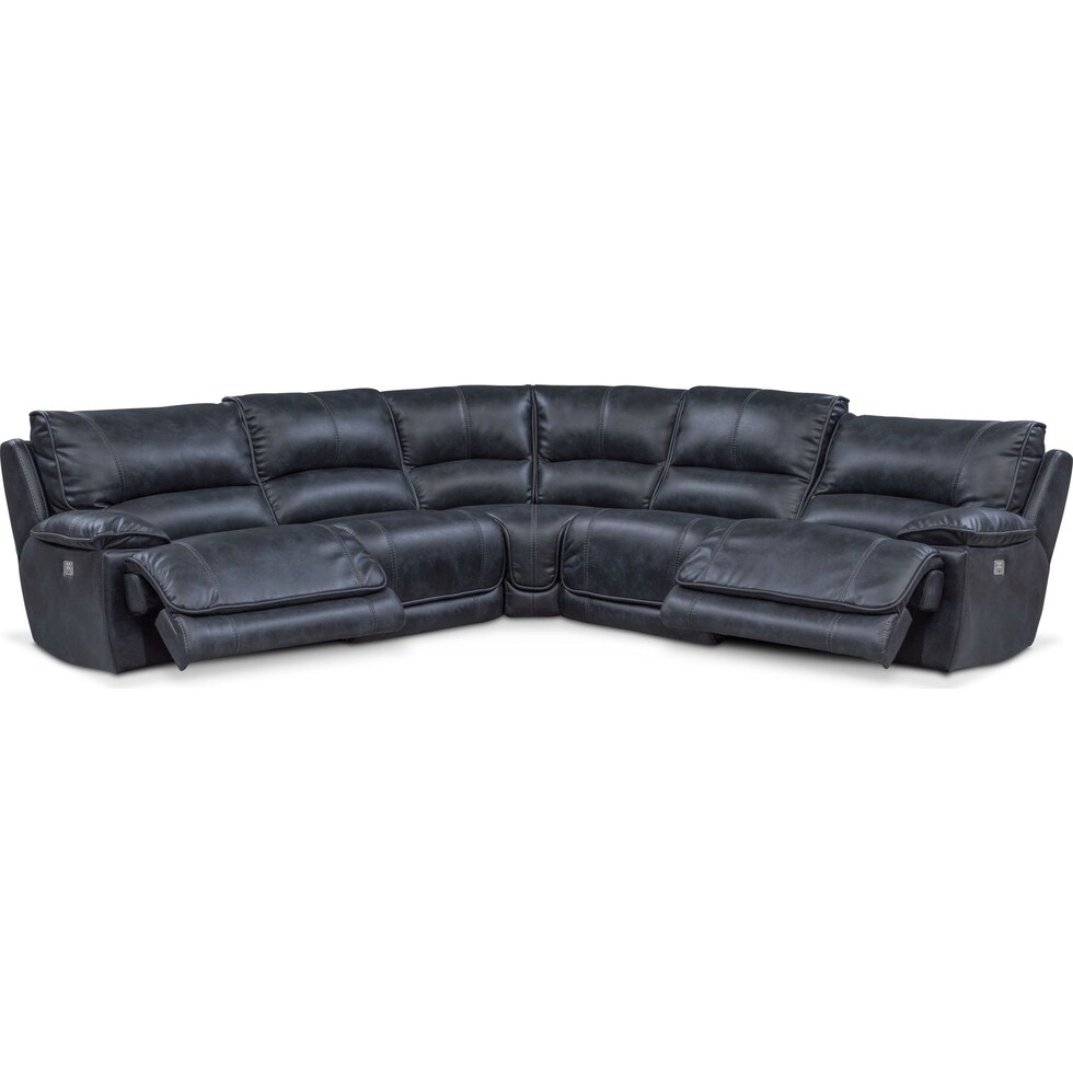 mario power blue power reclining sectional   