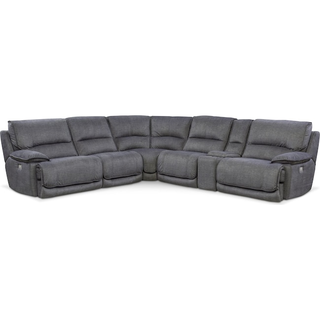 Living Room Furniture - Mario 6-Piece Dual-Power Reclining Sectional with 2 Reclining Seats