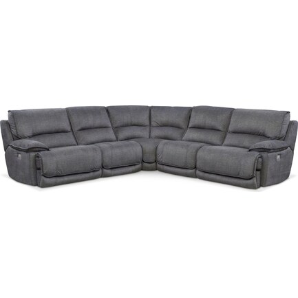 Mario 5 Piece Dual Power Reclining Sectional With 2 Seats American Signature Furniture Mario 5 Piece Dual Power Reclining, 2 Piece Sectional Sofa With Recliner