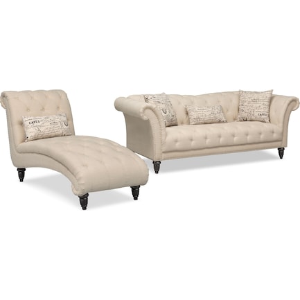 Marisol Sofa and Chaise Set - Beige