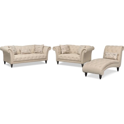 Marisol Sofa, Loveseat and Chaise - Beige