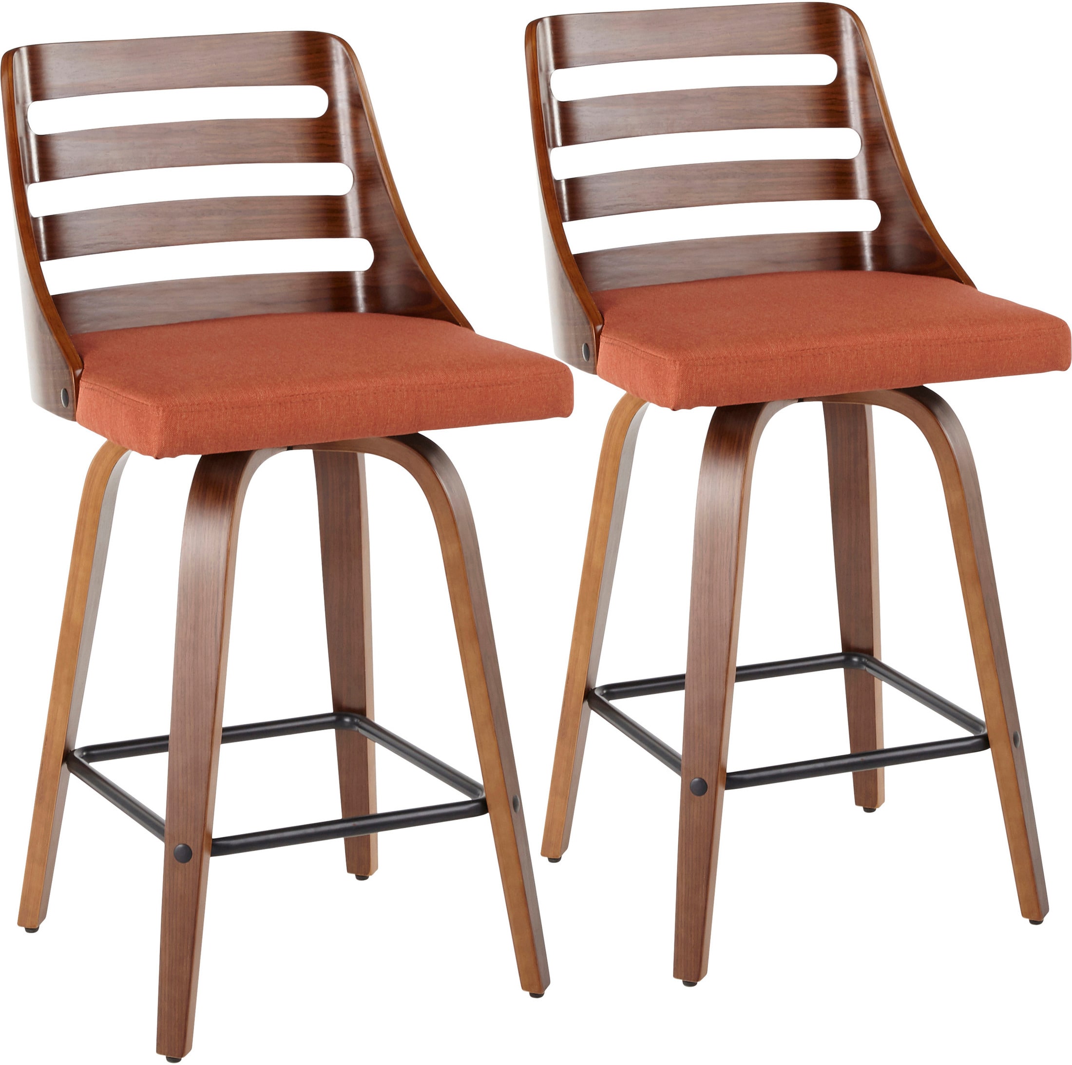 Marla Set of 2 CounterHeight Stools Orange American Signature
