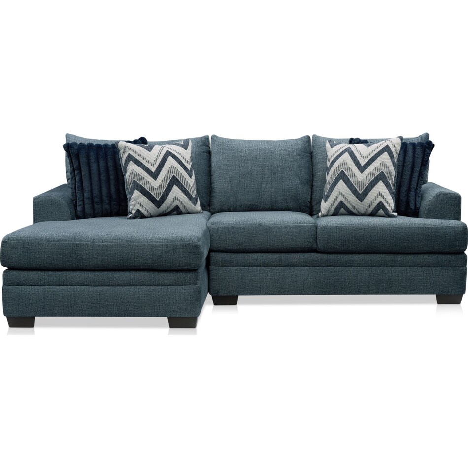marlie blue  pc sectional with left facing chaise   
