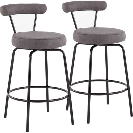 Marquis Set of 2 Counter-Height Stools - Black/Charcoal