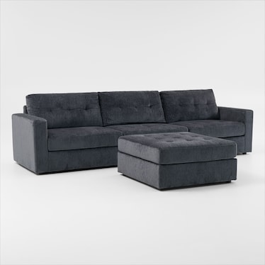 Martino 3-Piece Sofa and Ottoman - Midnight