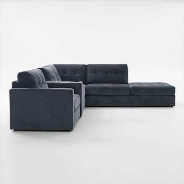 Martino 5-Piece Sectional and Ottoman with Bluetooth Console - Midnight