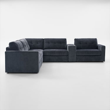 Martino 6-Piece Sectional with Bluetooth Console - Midnight