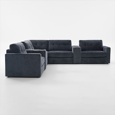 Martino 7-Piece Sectional with Bluetooth Console - Midnight