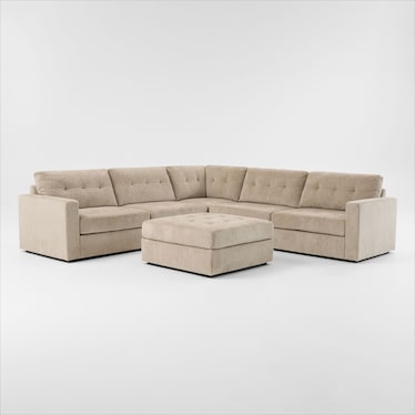 Martino 5-Piece Sectional and Ottoman - Sand