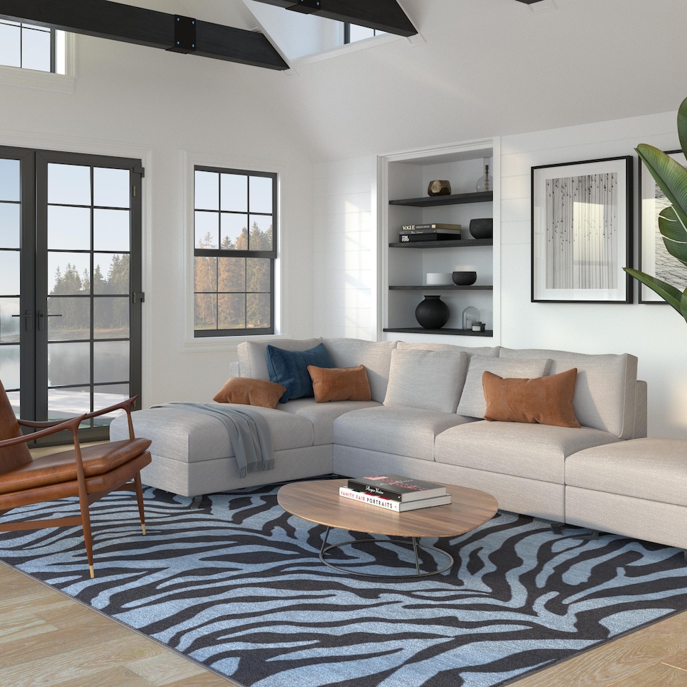 marty charcoal  blue zebra area rug  x    