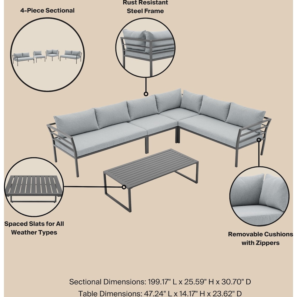 maui gray  pc outdoor living   