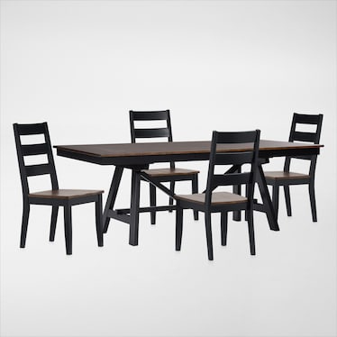 Maxwell Solid Wood Trestle Extendable Dining Table and 4 Chairs