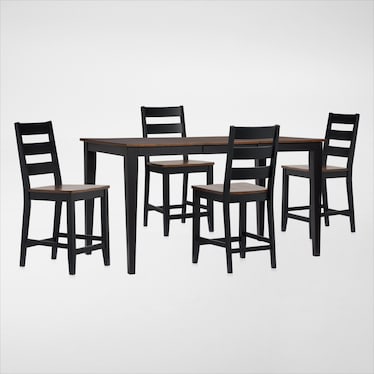 Maxwell Solid Wood Counter-Height Extendable Dining Table and 4 Stools