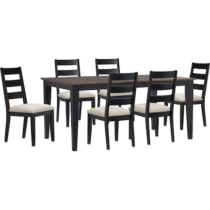 Maxwell Dining Table and 6 Upholstered Chairs - Black