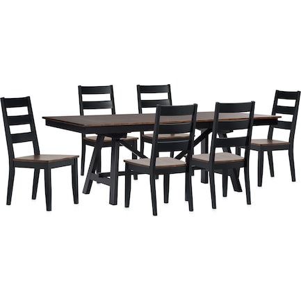 Maxwell Trestle Dining Table and 6 Chairs - Black
