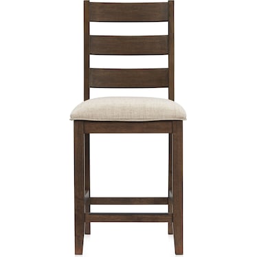 Maxwell Upholstered Counter-Height Stool - Wood Legs