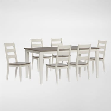 Maxwell Solid Wood Extendable Dining Table and 6 Chairs - Gray