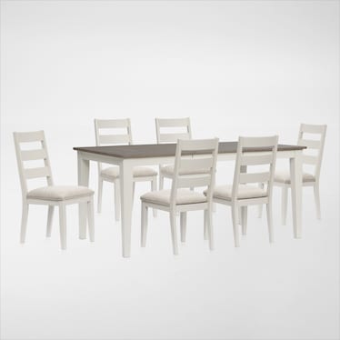 Maxwell Solid Wood Extendable Dining Table and 6 Upholstered Chairs