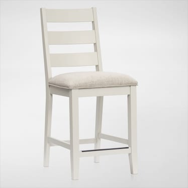 Maxwell Upholstered Counter-Height Stool - Gray - Wood Legs