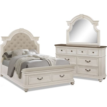 Mayfair 5-Piece King Upholstered Storage Bedroom Set with Dresser and Mirror