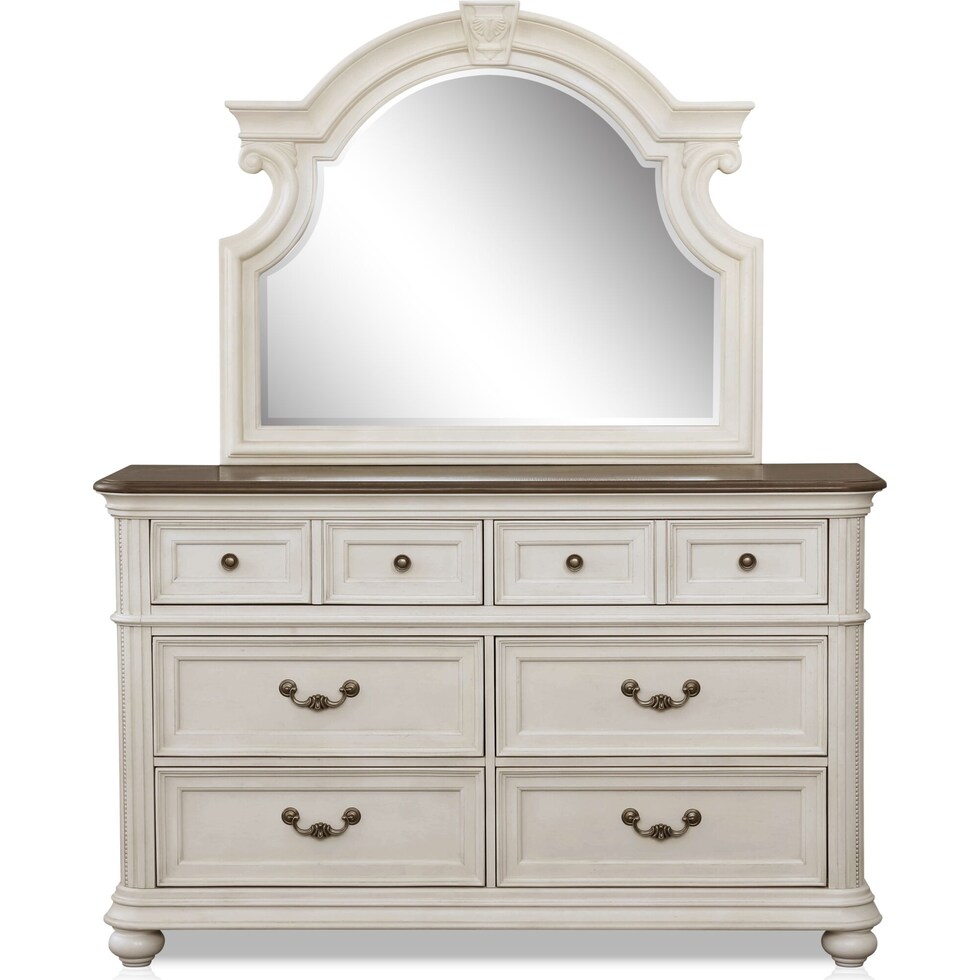 mayfair white dresser and mirror   