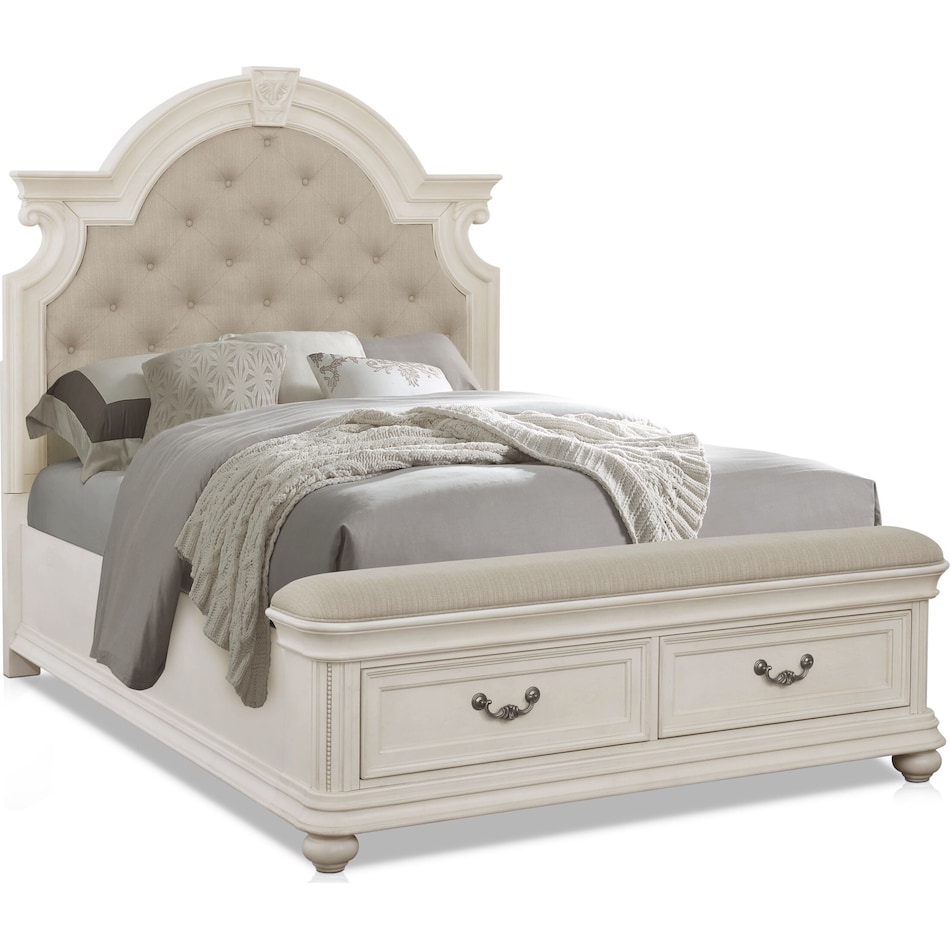 mayfair white king storage bed   